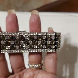 NWOT, NIB, REAL COLLECTIBLES BY ADRIENNE ARPEL, DIAMONITE CRYSTAL CLASP BRACELET